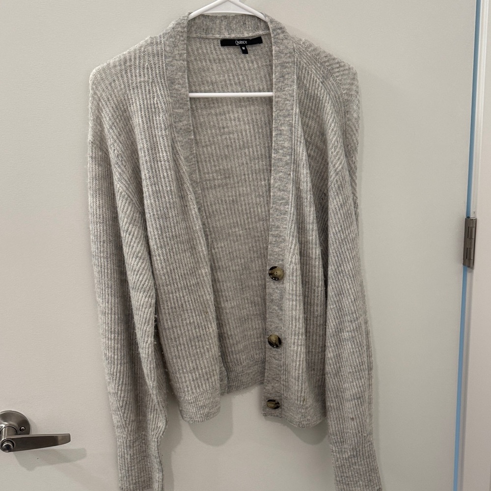 Quince Light Gray Buttoned Cardigan